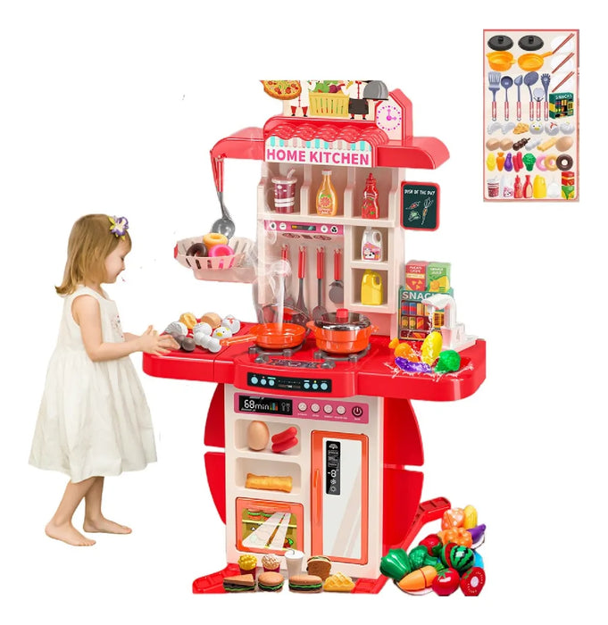 JUGUETES COCINA NIñOS 107PZS95CM LUZ SONIDO AGUA VAPOR SPRAY BOUTIQUE JUEGOS DE JUGUETES DE COCINA PARA NIñOS 107 PIEZAS LEOANDTOM ROJA GRADO B