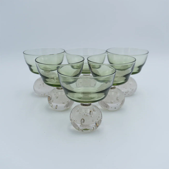 Copas de vidrio Serax, sobre base verde 6pz