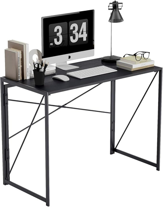 FURNITURER ESCRITORIO PLEGABLE ESCRITORIO COMPUTADORA PARA OFICINA EN CASA, ESCRITORIO OFICINA ESTUDIO SIN ENSAMBLAJE MESA PLEGABLE PARA ESPACIOS PEQUEÑOS NEGRO GRADO B