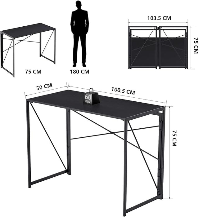 FURNITURER ESCRITORIO PLEGABLE ESCRITORIO COMPUTADORA PARA OFICINA EN CASA, ESCRITORIO OFICINA ESTUDIO SIN ENSAMBLAJE MESA PLEGABLE PARA ESPACIOS PEQUEÑOS NEGRO GRADO B
