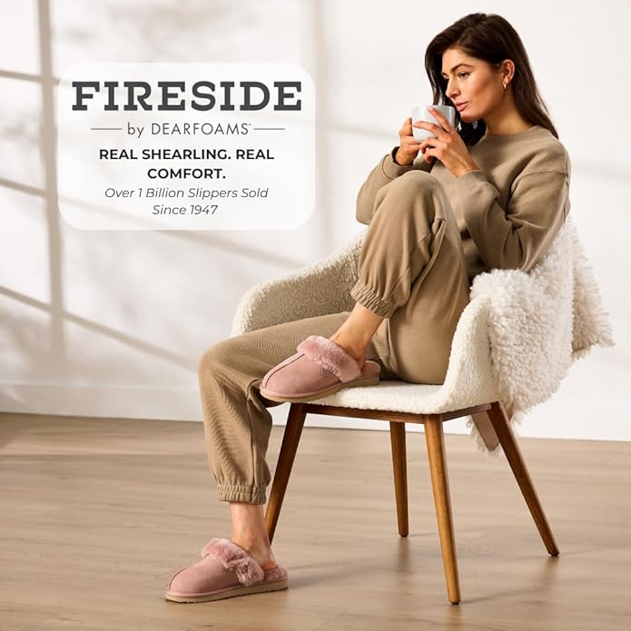 Dearfoams Fireside Victoria - Zapatillas de Encaje Resistente al Agua para Mujer, Rosado (Dusty Pink), 10 GRADO B