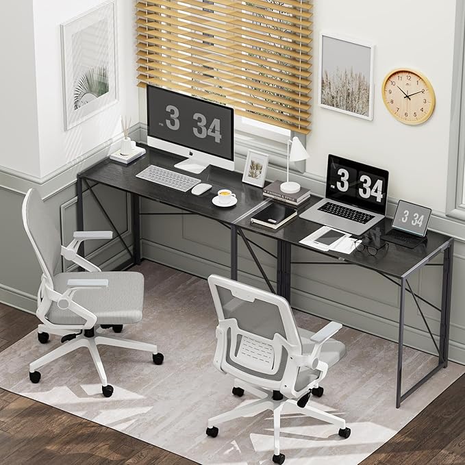 FURNITURER ESCRITORIO PLEGABLE ESCRITORIO COMPUTADORA PARA OFICINA EN CASA, ESCRITORIO OFICINA ESTUDIO SIN ENSAMBLAJE MESA PLEGABLE PARA ESPACIOS PEQUEÑOS NEGRO GRADO B