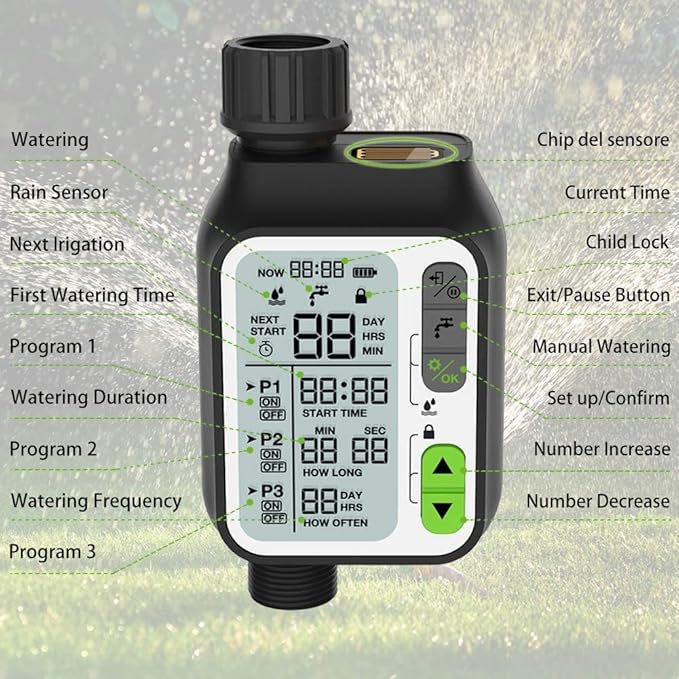 Temporizador De Riego Jardn Salida nica Programable GRADO B