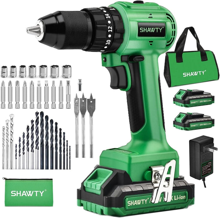 Shawty Taladros Inalambrico 1/2 , 50n.m Taladro Eléctrico Inalámbrico Sin Escobillas De 2 * 2000 Mah BaterÃas, 20+3 Martillo Perforador Con 2 Velocidades Y Bolsa GRADIO A