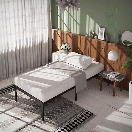 Marco de Cama de Metal, Cama Individual Plegable, Somier Individual Base de Cama, No Necesita Somier, Ahorra Espacio Almacenamiento, Negro 2 GRADO B