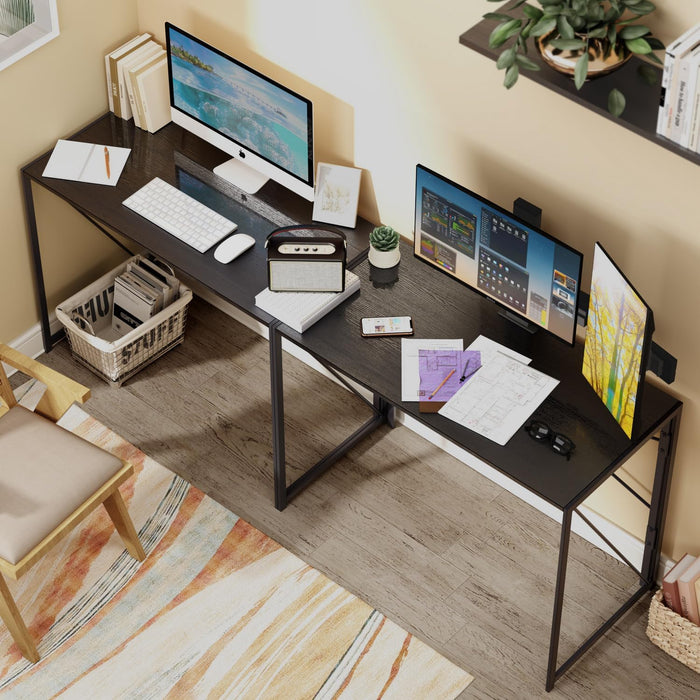 FURNITURER ESCRITORIO PLEGABLE ESCRITORIO COMPUTADORA PARA OFICINA EN CASA, ESCRITORIO OFICINA ESTUDIO SIN ENSAMBLAJE MESA PLEGABLE PARA ESPACIOS PEQUEÑOS NEGRO GRADO B