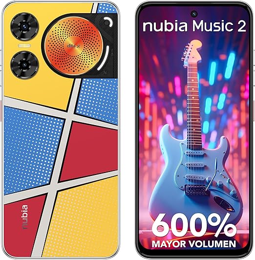 Nubia Smartphone Music 2 Multicolor 6.7 120hz, Triple Bocina Sonido Estéreo 600%+, Cámara 50mp Y 256gb+8gb Ram (4gb + 4gb Dinámica), BaterÃa 5000mah Pop Art GRADO A