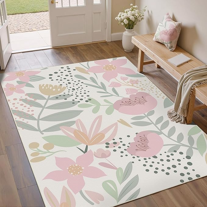 2.4X3M ALFOMBRA DECORATIVA FLORAL TAPETES DORMITORIO Y SALA GRADO B