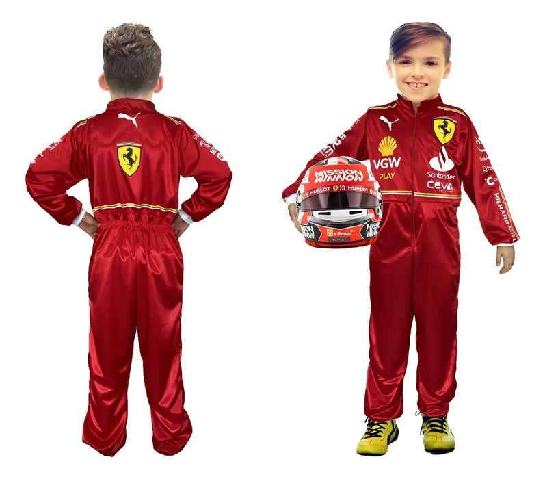 DISFRAZ DE PILOTO DE CARRERAS - UNIFORME FERRARI - DISFRACES DE PILOTO F1 - DISFRAZ LECLERC DISFRACES FORMULA 1 OVEROL CARLOS SAINZ DISFRAZ PILOTO F1 GRADO B