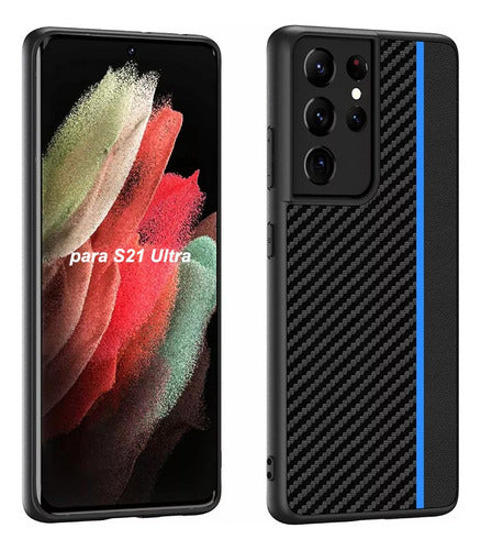 funda pu fibra carbono para samsung galaxy s21ultra s22ultra 716