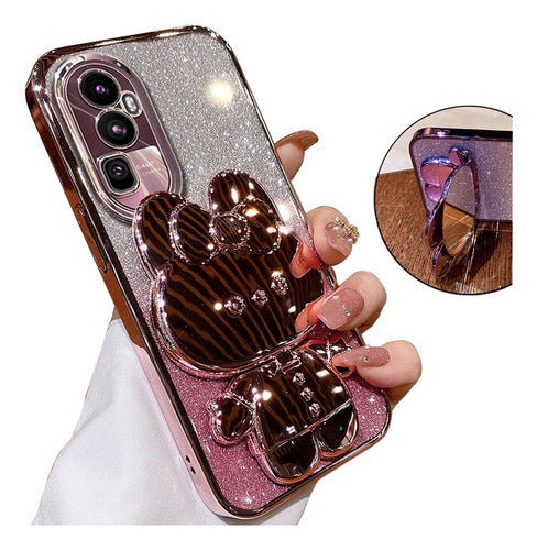 Funda Para Oppo Reno 5 Lite Soporte Espejo Cosmético Mujer Brillantes