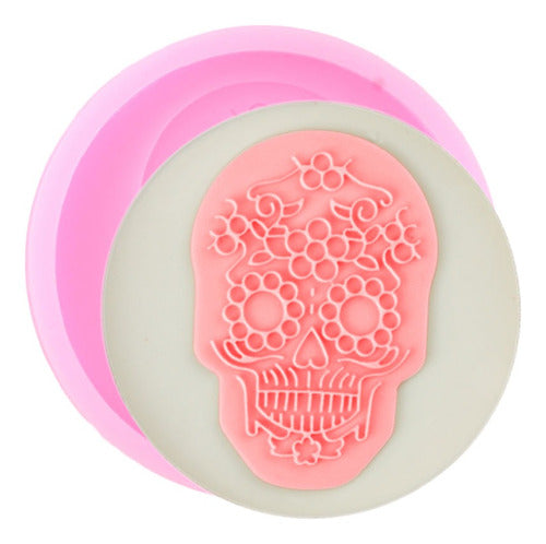 1pcs Molde De Silicon Calavera Soporte Para Teléfono Llavero