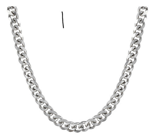 Collar Estilo Cubano Unisex De Acero Inoxidable Plateado 1350