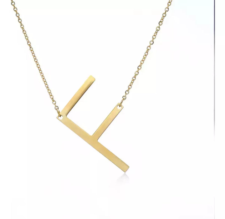 Collar Dije Gigante Letra Inicial Acero Inoxidable Dorada 5353 Letra F