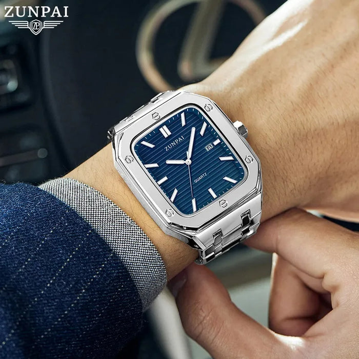 Reloj Zunpai Impermeable E Inoxidable Plateado Para Hombre