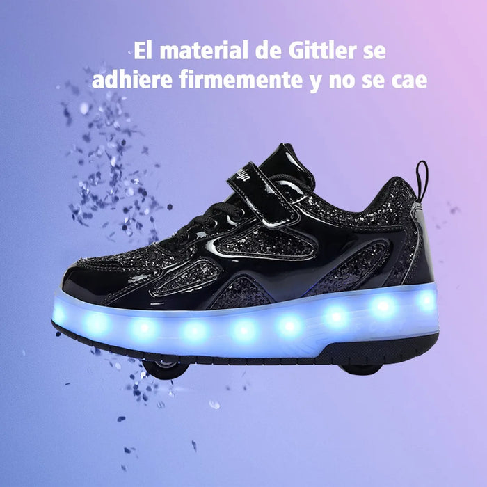 Patin Patines Tenis Led Niño Con 2 Ruedas Extraíbles Grado A