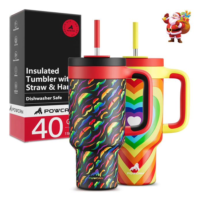 Powcan Vaso Termico Con Pajita 2 En 1 Con Calor/frio 40oz grado B