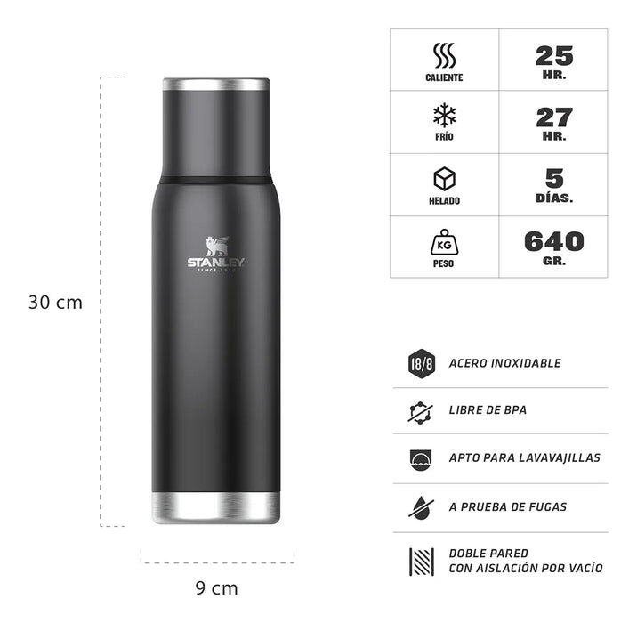 Termo Stanley Adventure To-go Negro| 1 Lt GRADO B