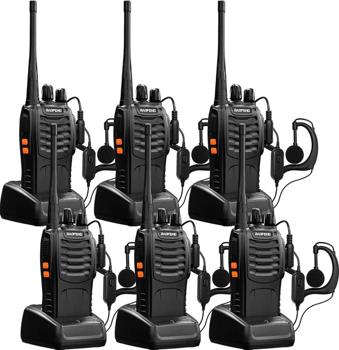 6 pcs baofeng bf-888s walkie talkie uhf con manos libres