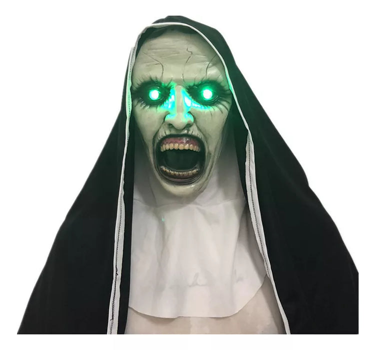 máscara de la tex de halloween máscara monja con luz Grado A