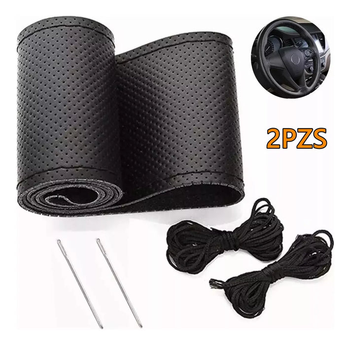 Cubre Volante Auto Cosido Funda Cosida Tipo Piel 38cm 2pzs 9472