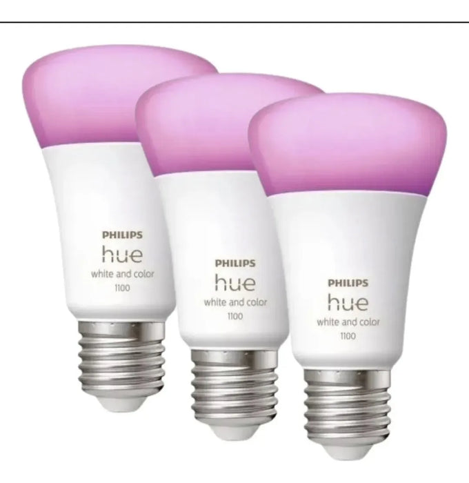 Philips Hue - foco LED inteligente A19 - Blanco y ambiente de color - foco interior de 60 W - Control con aplicación Hue - Funciona con Alexa, Google Assistant y Apple Homekit - Paquete de 3 GRADO B