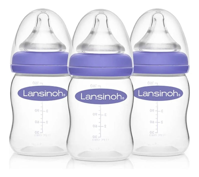 Set 3 Biberones Lansinoh Naturalwave 5 Onzas 1m Anticolicos Flujo Lento grado b