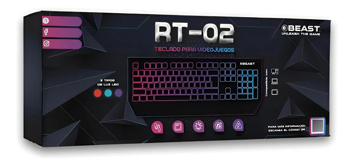 Teclado Gamer Beast Rt-02 Alambrico Español Luz Multicolor Color Del Teclado Negro 1