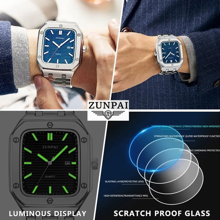 Reloj Zunpai Impermeable E Inoxidable Plateado Para Hombre