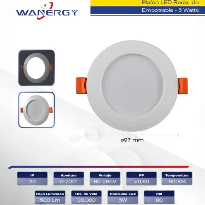 Paquete 20 Lamparas De Empotrar 5w Plafon O Bote Luz Led