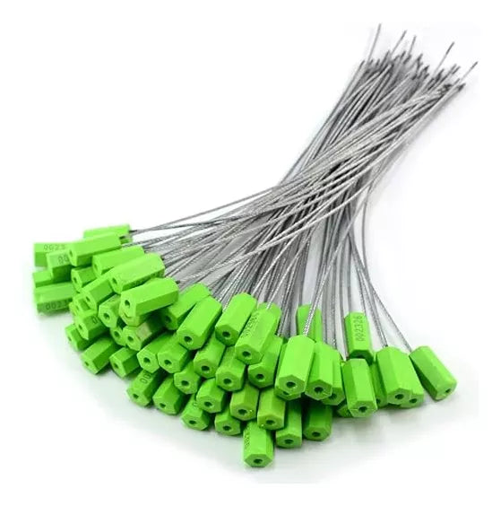 Sellos O Precintos De Seguridad Cable Acero 30cm Largo 100pz Color Verde GRADO A