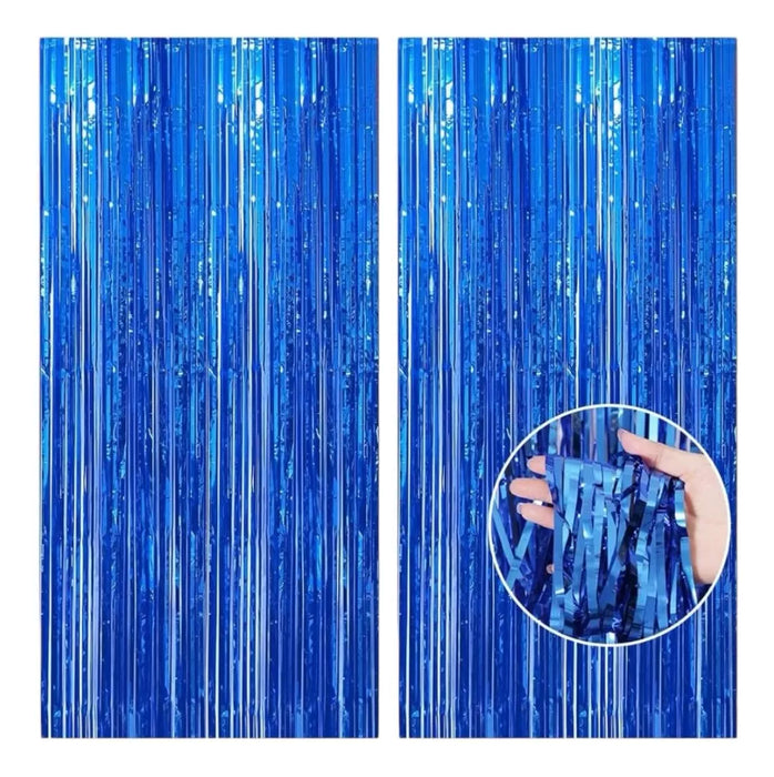 2 Piezas Cortinas Metálicas Decoración Fiesta color AZUL GRADO B