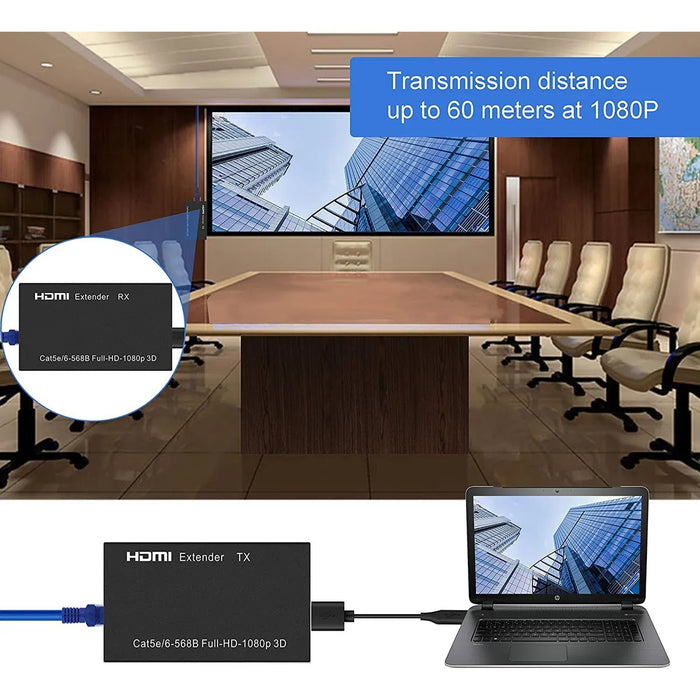Extensor Hdmi 60 Metros Utp Cat 5e/6 1080p+receptor GRADO B