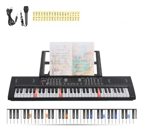 Teclado Piano Musicales Digital De 61 Teclas Con Micrófono GRADO A