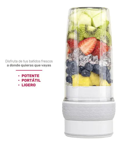 Licuadora Portátil Licuadora Portatil Juguera Electrica Recargable Usb 490 Ml Con Usb Blanca Y Vaso De Plástico 7.4v - Incluye 5 Accesorios GRADO B