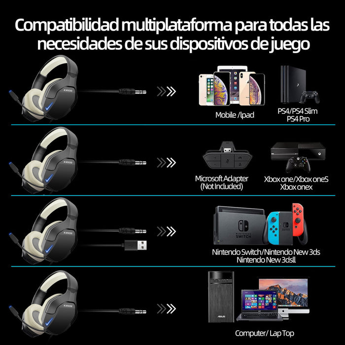 Audífonos Gamer Para Xbox Pc Ps4 Krios K10 Con Microfono Y Led Rgb Color Negro