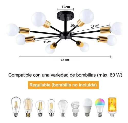 Lámpara De Techo Moderna Sputnik De 8 Luces Para Dormitorio GRADO B