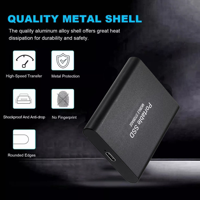 Disco Portátil Duro Externo Alta Velocidad Ssd 2tb Negro 1 GRADO B