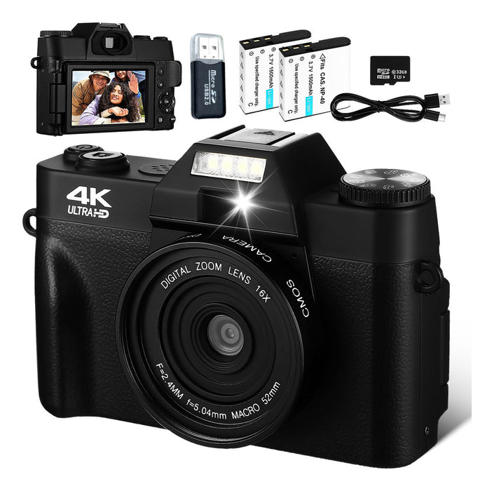 CAMARA DIGITAL AUTOFOCUS 4K 56MP CON PANTALLA ROTACION 180