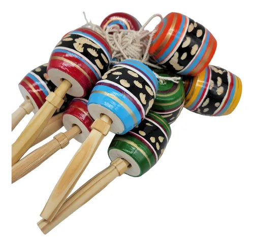 SET 12 BALEROS JUGUETE MEXICANO ARTESANAL MADERA FIESTAS