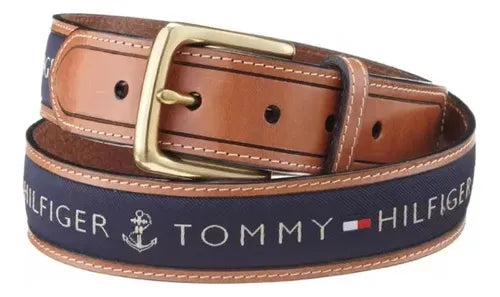 Cinturon Tommy Hilfiger Original Cafe / Azul Para Niño Grado B