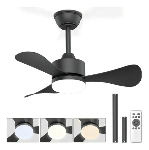Ventilador De Techo Modernos De 28 Pulgadas, Ventilador De Techo Con Luz Led Y Control Remoto, Lampara Ventilador Silencioso De 3 Aspas Para Interior/exterior Con 3cct+6 Velocidades