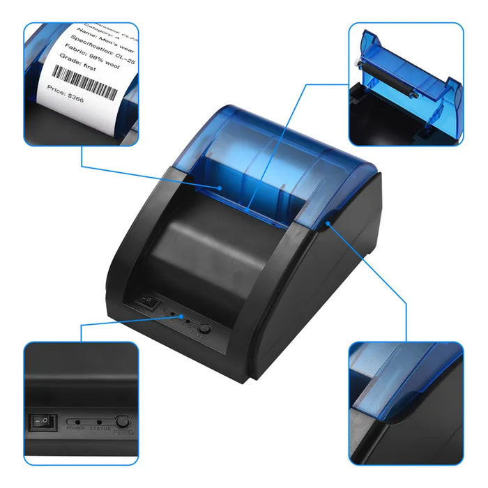 IMPRESORA TERMICA POS USB/BLUETOOTH DE 58 MM PARA RECIBOS
