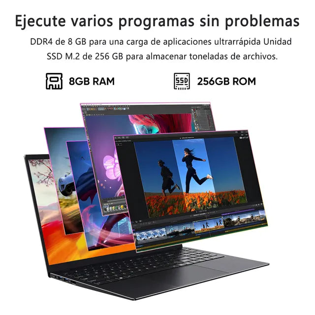 Laptop Gunfrose Mallbook 15.6 Intel Celeron 8gb De Ram 256gb Ssd 4k Win 11 Pro Color Negro 15.6 1 GRADO A