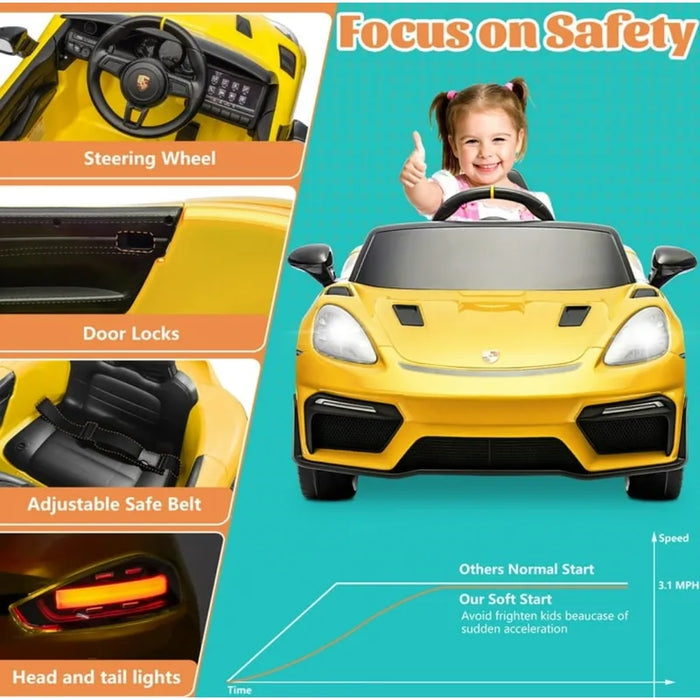 Montable Electrico Porsche Amarillo 718 Spyder Control, Mp3