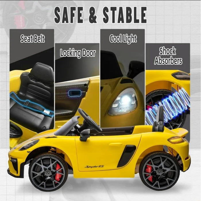 Montable Electrico Porsche Amarillo 718 Spyder Control, Mp3