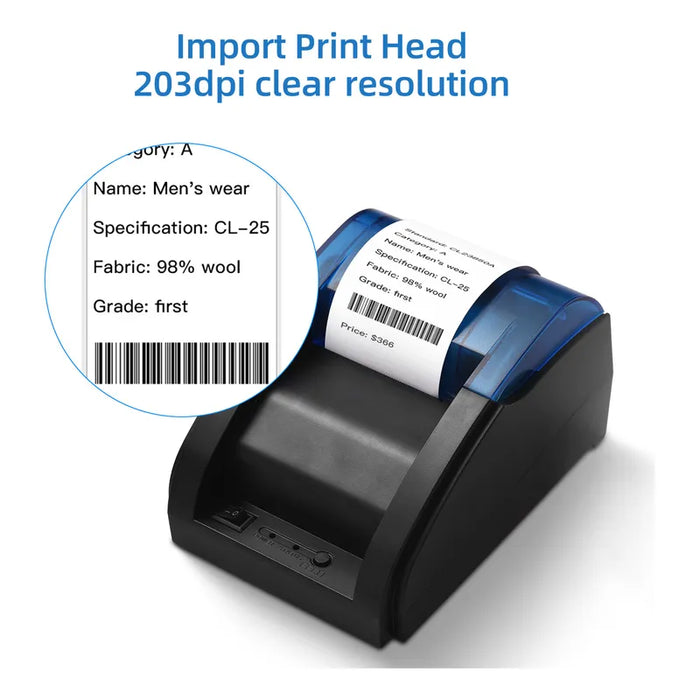 IMPRESORA TERMICA POS USB/BLUETOOTH DE 58 MM PARA RECIBOS