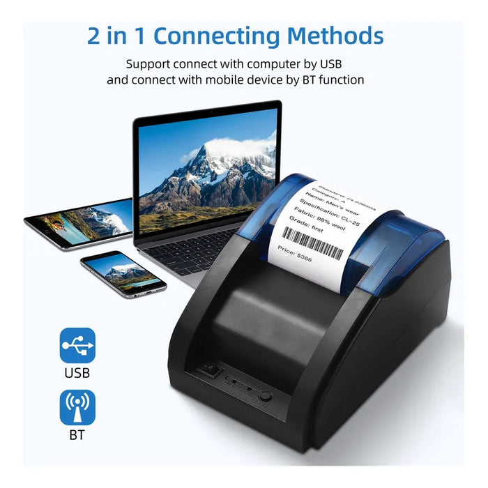 IMPRESORA TERMICA POS USB/BLUETOOTH DE 58 MM PARA RECIBOS