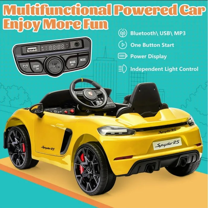 Montable Electrico Porsche Amarillo 718 Spyder Control, Mp3