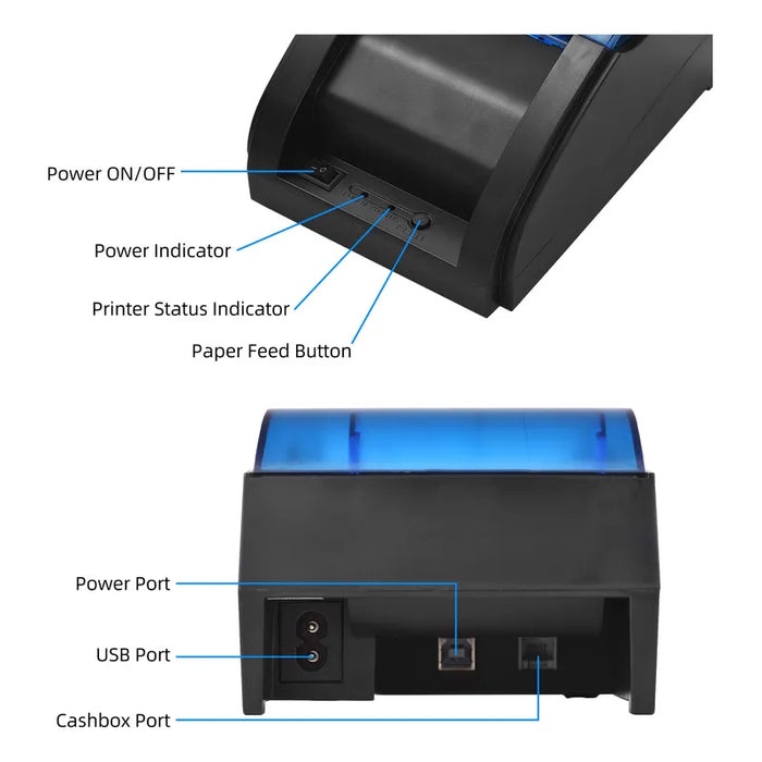 IMPRESORA TERMICA POS USB/BLUETOOTH DE 58 MM PARA RECIBOS